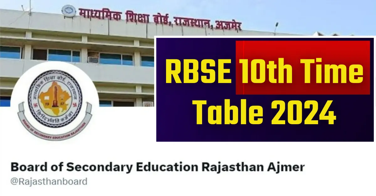 (New) RBSE 10th Time Table 2024 Rajasthan 10th Board Exam Date pdf AWBI
