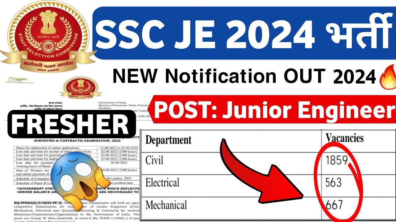 SSC JE 2024 Vacancy Notification, Eligibility Criteria, Application Fee