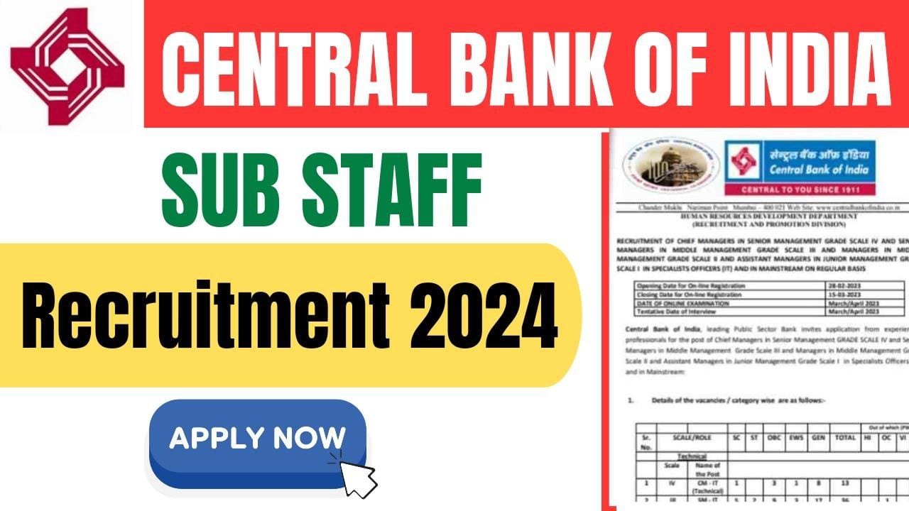 CBI Sub Staff Recruitment 2024