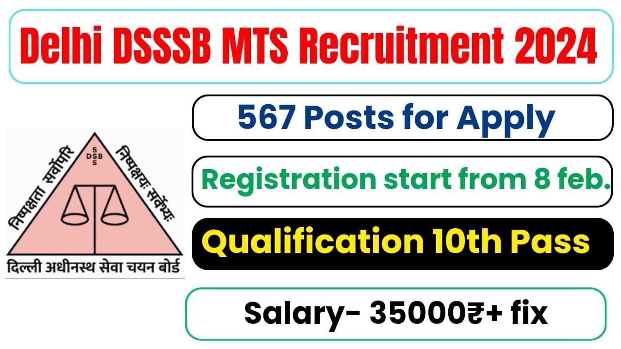 Delhi DSSSB Multi Tasking Staff (MTS)  Recruitment 2024