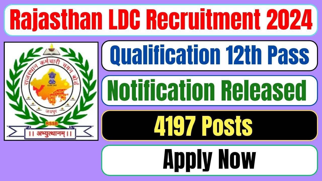 Rajasthan LDC Recruitment 2024 Notification Out