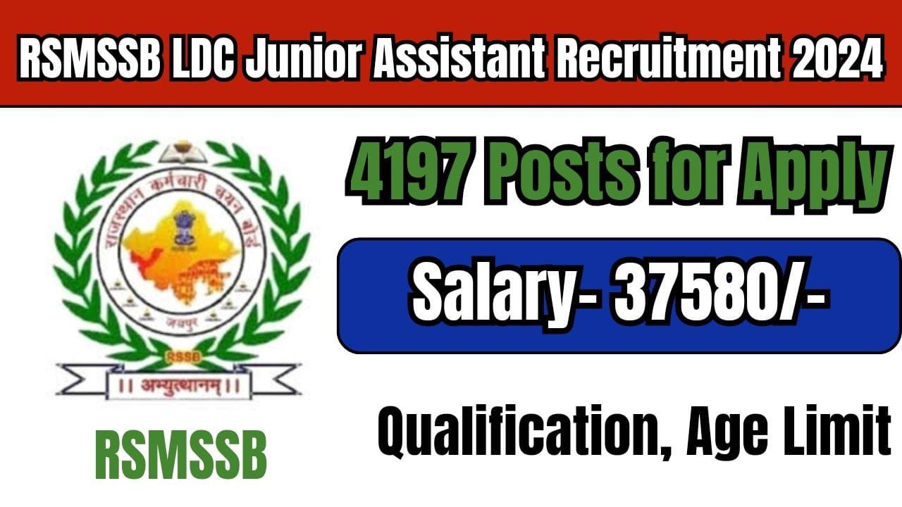 RSMSSB LDC Junior Assistant Recruitment 2024