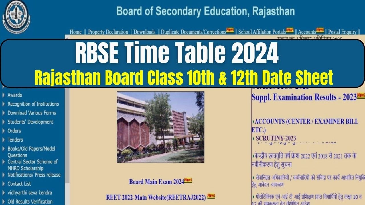 RBSE Time Table 2024