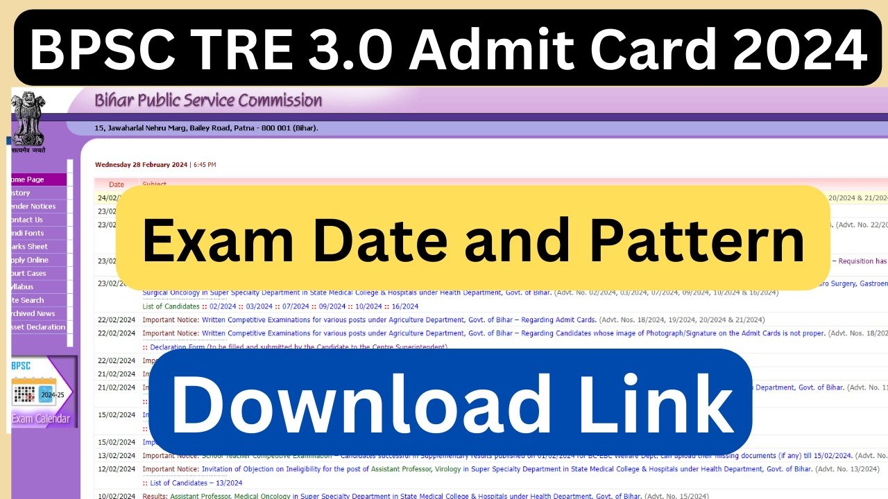 BPSC TRE 3.0 Admit Card 2024 Download