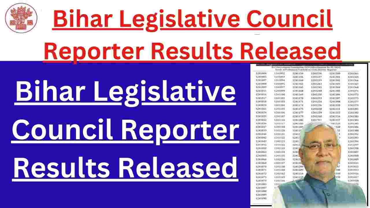 Bihar Legislative Council Reporter Results Released