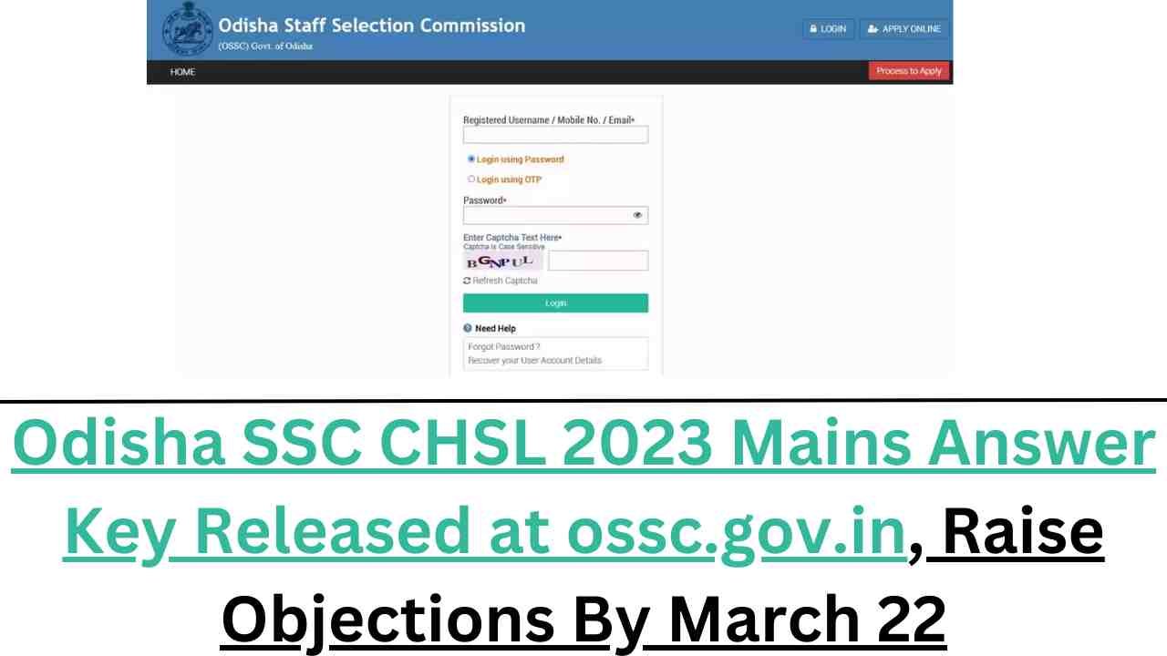 Odisha SSC CHSL 2023 Mains Answer Key Released
