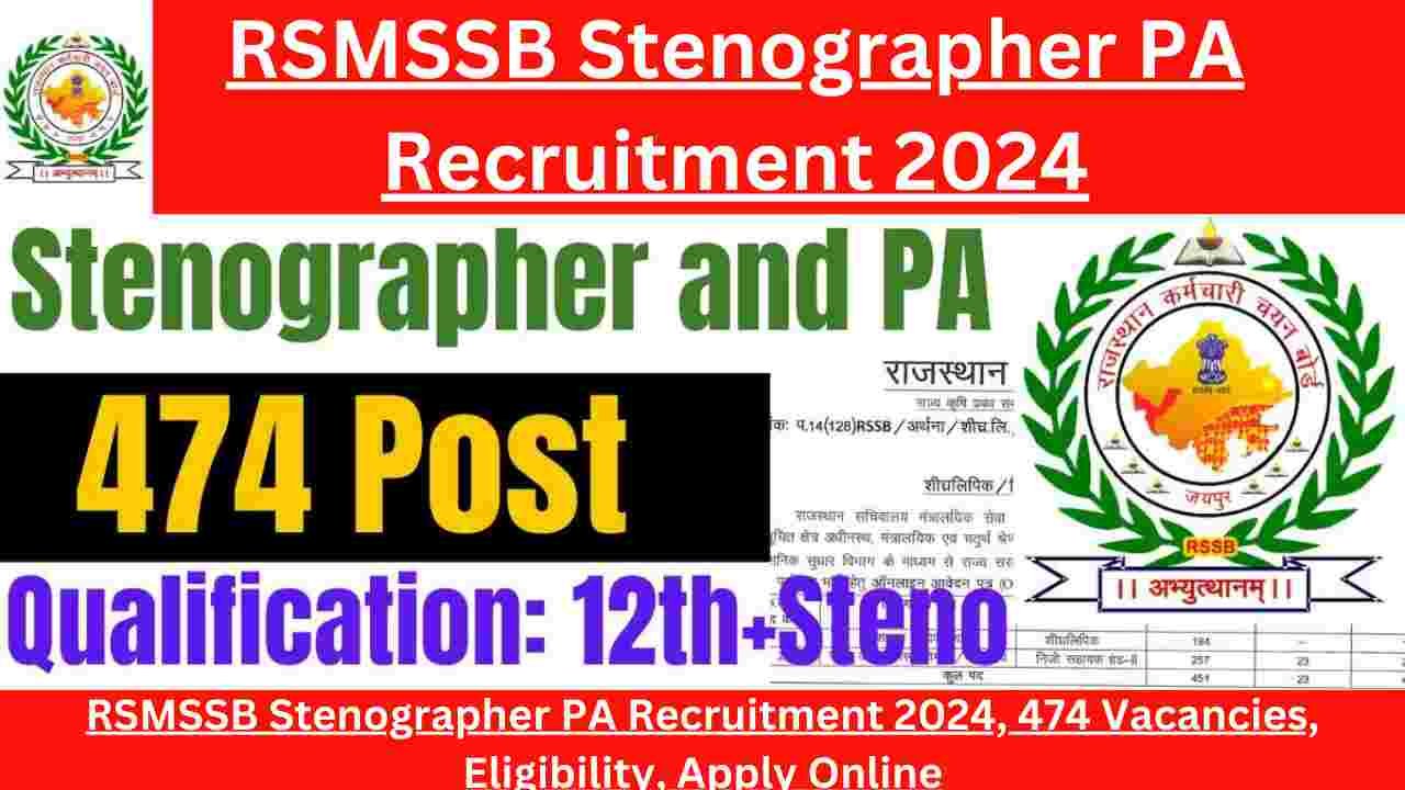 RSMSSB Stenographer PA Recruitment 2024