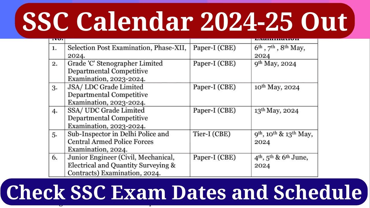 SSC Calendar 2024-25 Out